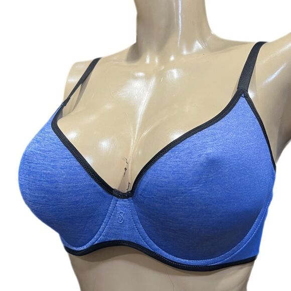 Victoria’s Secret Lined Semi Demi soft smooth underwire bra marled blue 38C new - Picture 1 of 3